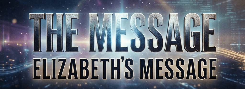 The Message Elizabeths Message film title with glowing futuristic background